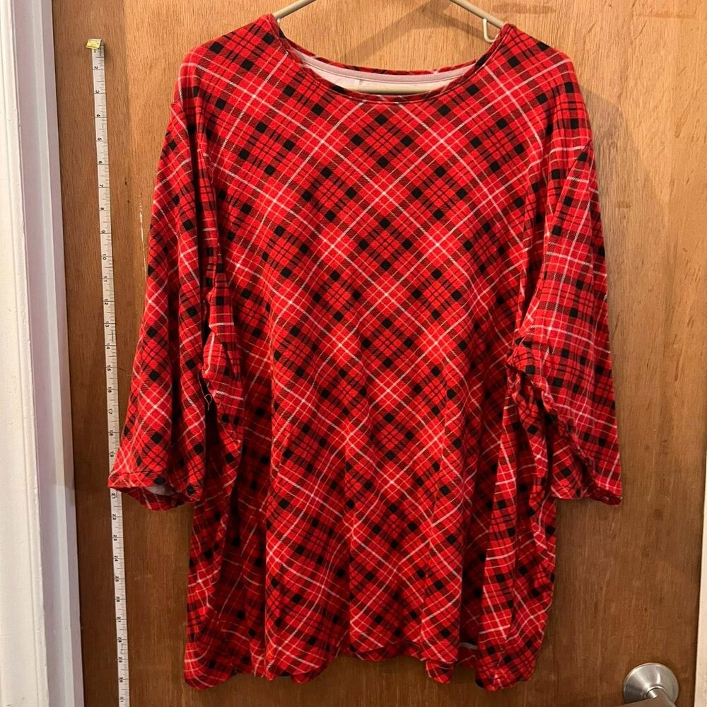 Size 4X - Croft & Barrow - Red Plaid Half Sleeve "Classic Tee" Knit Pullover